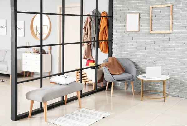 Stijlvol Interieur Van Moderne Hal Studio Appartement — Stockfoto