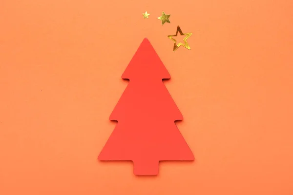 Bela Árvore Natal Fundo Cor — Fotografia de Stock