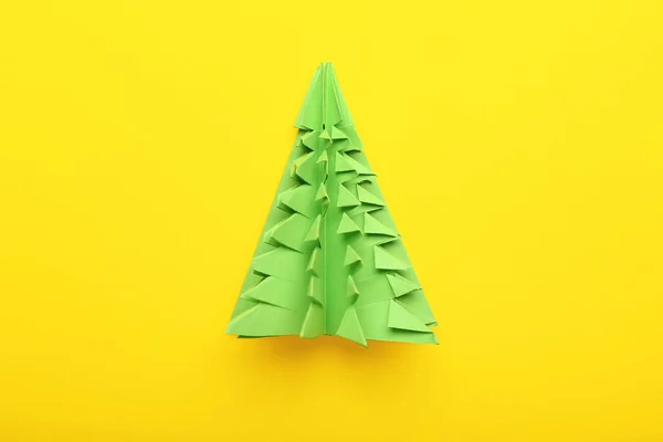 Beautiful Christmas Tree Made Paper Color Background — Stock Photo, Image