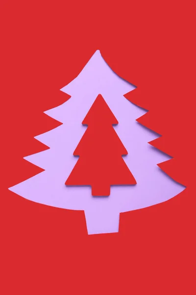 Schöner Weihnachtsbaum Aus Papier Auf Farbigem Hintergrund — Stockfoto