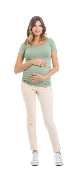 Beautiful Pregnant Woman White Background — Stock Photo, Image