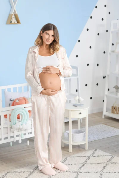 Belle Femme Enceinte Maison — Photo