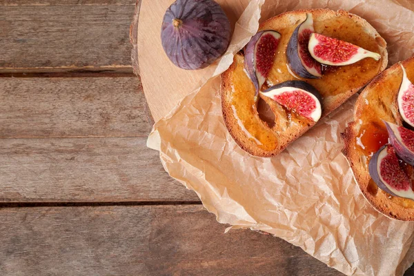 Tasty Sandwiches Sweet Fig Jam Table — Stock Photo, Image