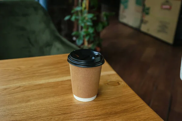 Cup Hot Coffee Table Cafe — Stock Photo, Image