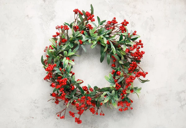 Beautiful Christmas Wreath Light Background — Stock Photo, Image