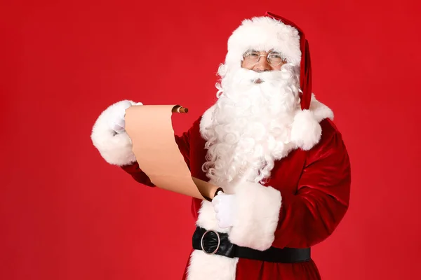 Santa Claus Con Letra Sobre Fondo Color —  Fotos de Stock