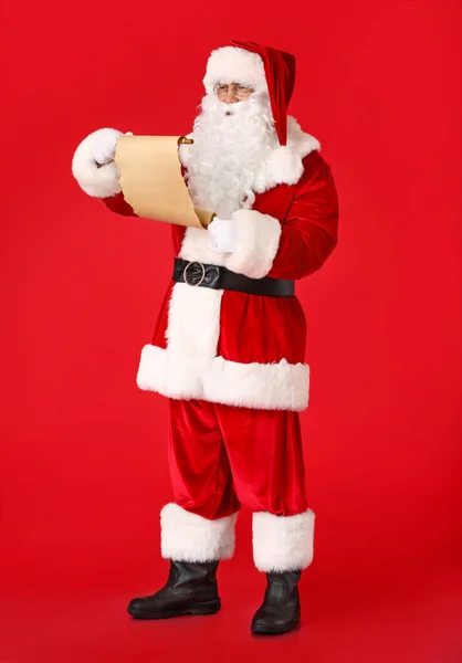 Papai Noel Com Letra Sobre Fundo Cor — Fotografia de Stock