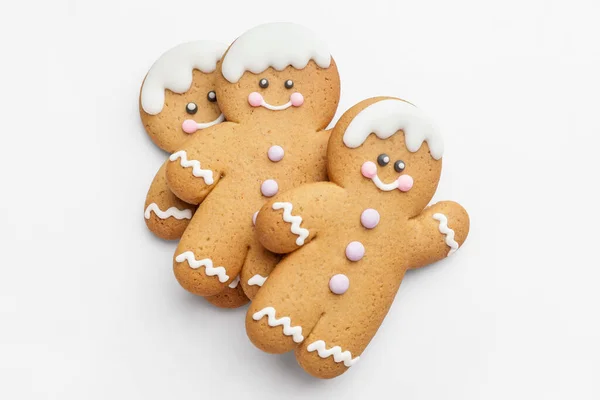 Sabrosas Galletas Jengibre Sobre Fondo Blanco — Foto de Stock