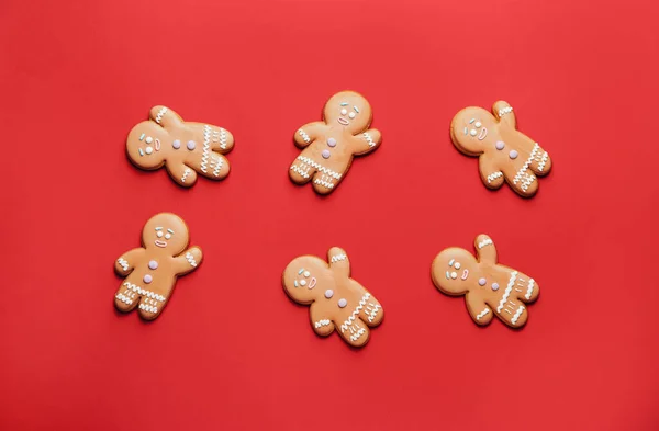 Biscoitos Saborosos Gengibre Fundo Cor — Fotografia de Stock