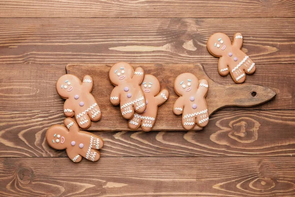 Tasty Gingerbread Cookies Wooden Background — Stock Photo, Image