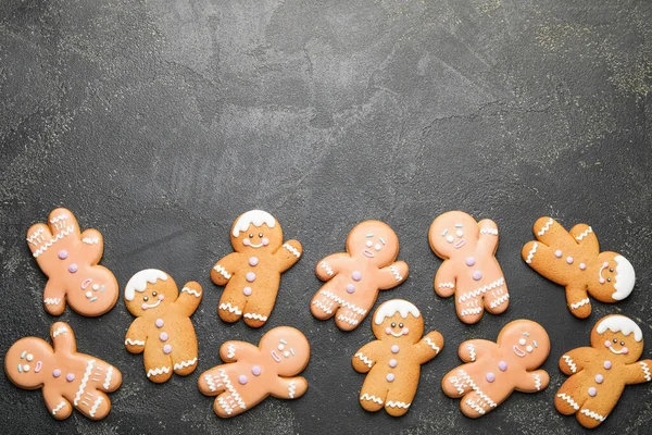 Tasty Gingerbread Cookies Dark Background — Stock Photo, Image