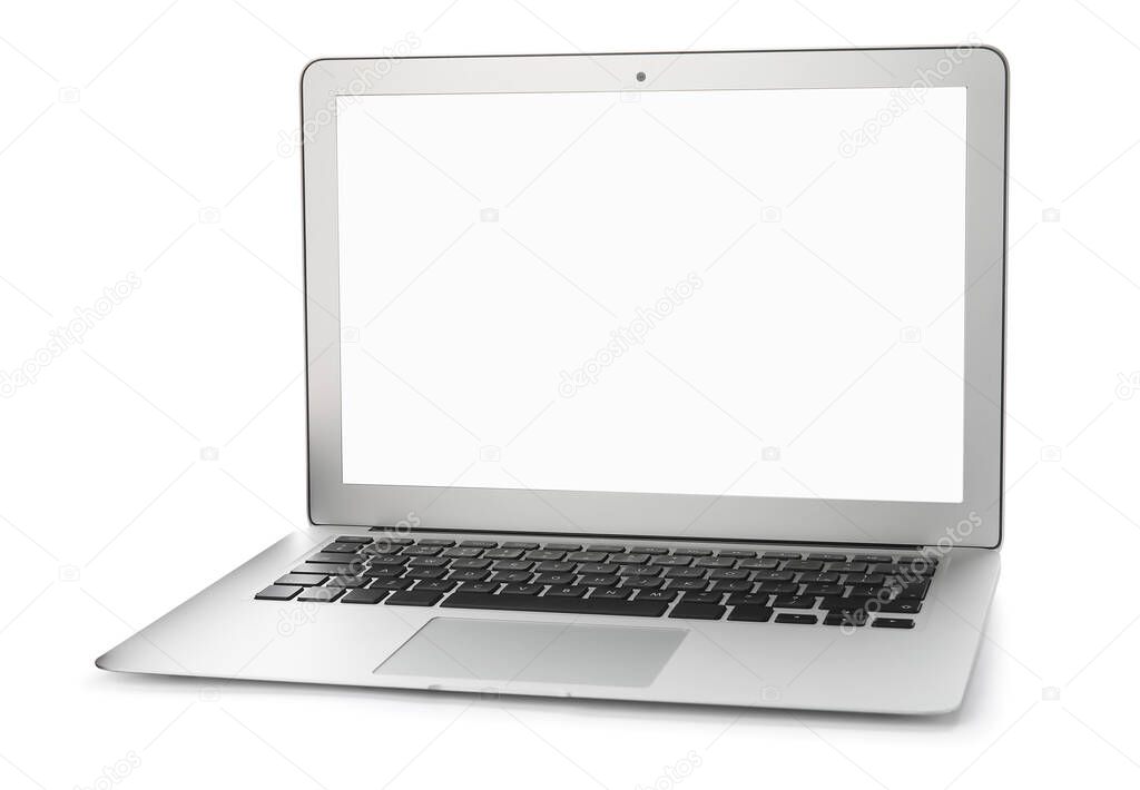 Modern laptop on white background