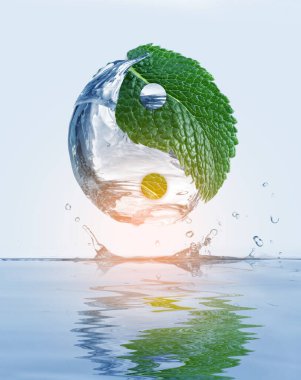 Açık renk arka planda Yin-yang sembolü. Zen kavramı
