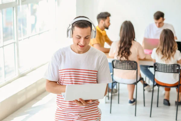 Students Modern Devices Studying Online Indoors — Stock Photo, Image