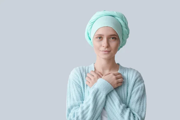 Woman Chemotherapy Grey Background — Stock Photo, Image