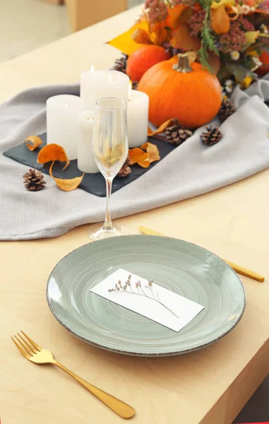 Beautiful Table Setting Thanksgiving Day Celebration Dining Room — Stock Photo, Image