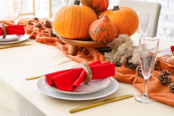 Hermosa Mesa Con Calabazas Comedor — Foto de Stock