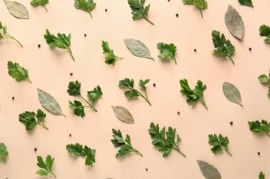 Taze maydanoz ve renklendirilmiş baharatlar