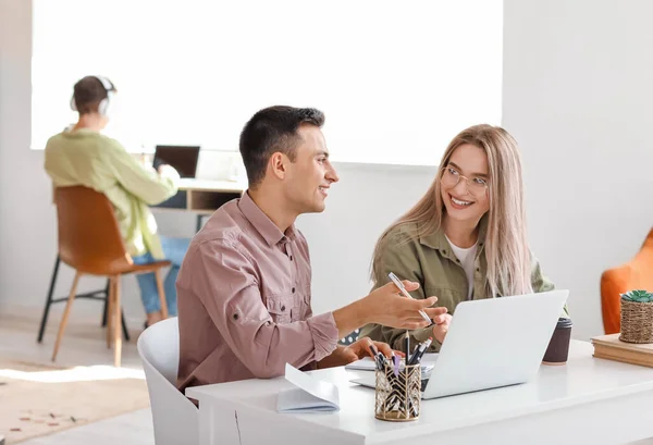 Students Modern Devices Studying Online Home — Stock Photo, Image