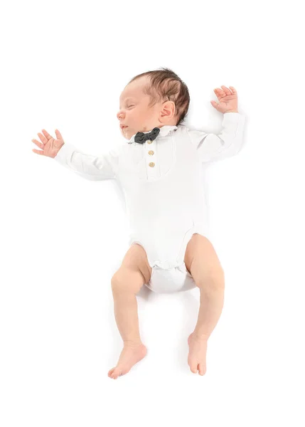 Beyaz Arka Planda Uzanmış Şirin Bir Bebek — Stok fotoğraf