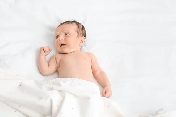 Cute Little Baby Lying Bed — Stock Photo, Image