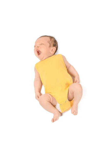 Bonito Bebê Deitado Fundo Branco — Fotografia de Stock