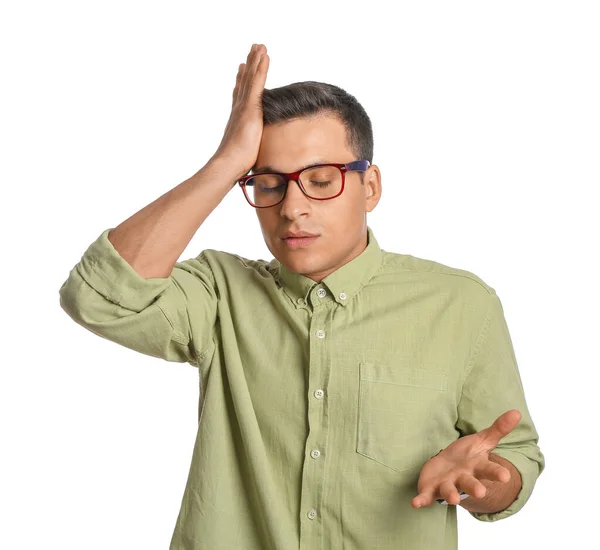 Stressed Young Man White Background — Stock Photo, Image