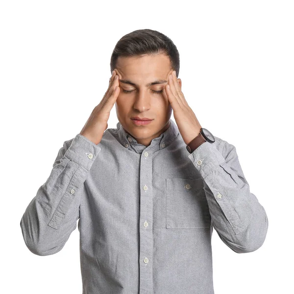 Stressed Young Man White Background — Stock Photo, Image