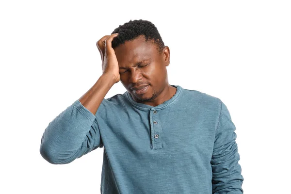 Stressed African American Man White Background — Stock Photo, Image