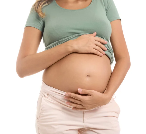 Beautiful Pregnant Woman White Background — Stock Photo, Image