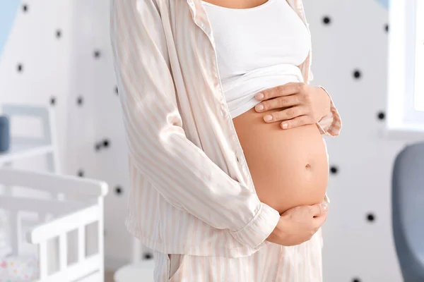 Hermosa Mujer Embarazada Casa —  Fotos de Stock