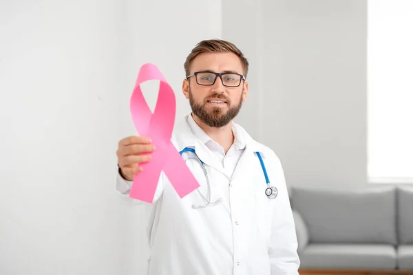 Doctor Pink Ribbon Clinic Breast Cancer Awareness Concept — Stock Photo, Image