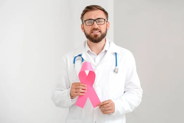 Doctor Pink Ribbon Clinic Breast Cancer Awareness Concept — Stock Photo, Image