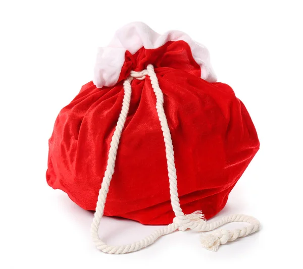 Weihnachtsmanntasche Voller Geschenke Auf Weißem Hintergrund — Stockfoto