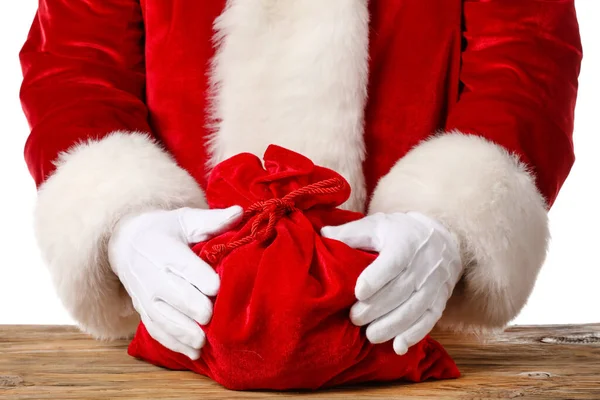 Санта Клаус Сумкою Білому Тлі — стокове фото
