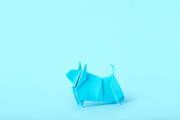 Origami Stier Als Symbool Van Jaar 2021 Kleur Achtergrond — Stockfoto