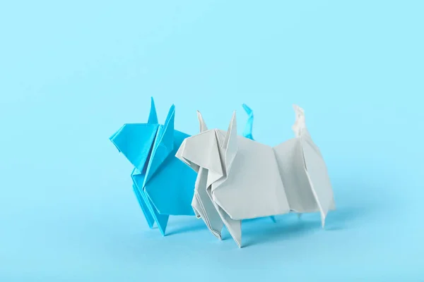 Origami Stieren Als Symbool Van Het Jaar 2021 Kleur Achtergrond — Stockfoto