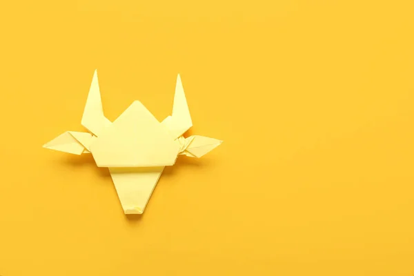 Origami Bull Symbol Year 2021 Color Background — Stock Photo, Image