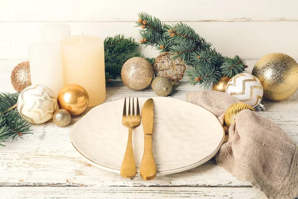 Beautiful Table Setting Christmas Celebration — Stock Photo, Image