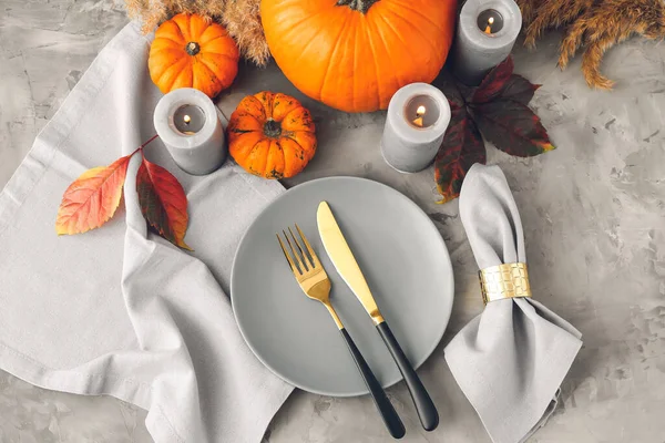 Beautiful Table Setting Autumn Decor — Stock Photo, Image