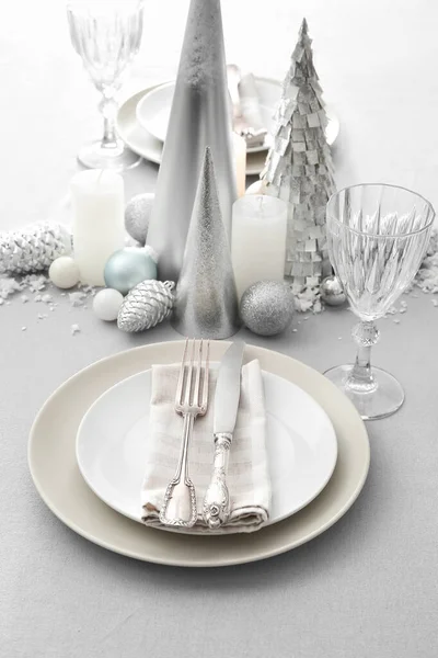 Beautiful Table Setting Christmas Celebration — Stock Photo, Image