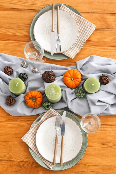 Beautiful Table Setting Autumn Decor — Stock Photo, Image