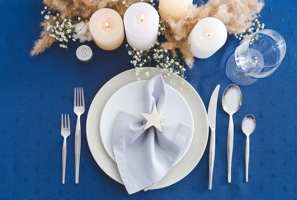 Beautiful Table Setting Color Background — Stock Photo, Image