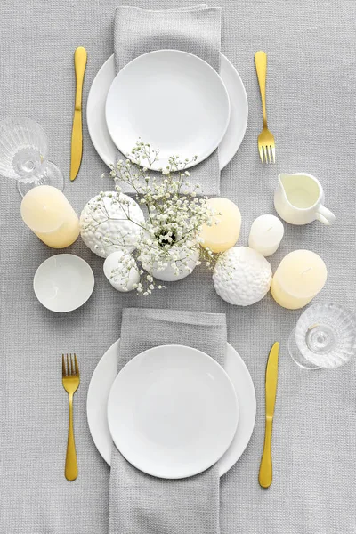 Beautiful Table Setting Light Background — Stock Photo, Image