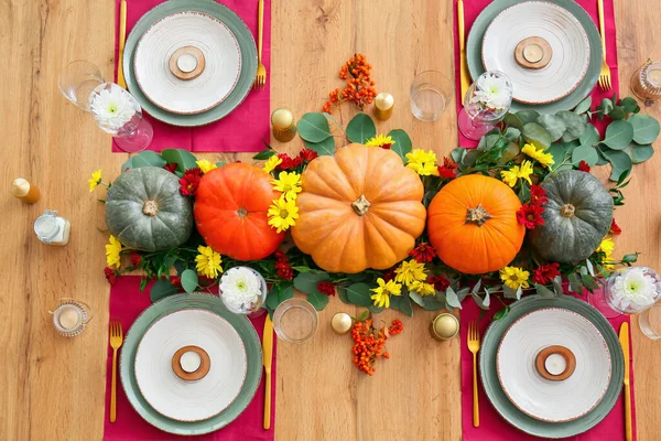 Beautiful Table Setting Pumpkins Dining Room Royalty Free Stock Images