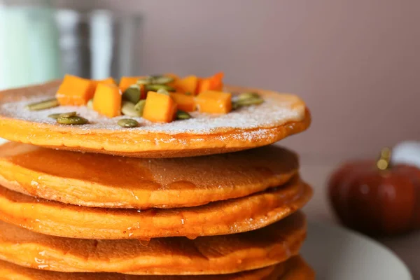 Tasty Pumpkin Pancakes Seeds Closeup — Stock Photo, Image
