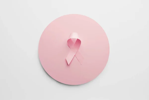 Rosa Band Vit Bakgrund Begreppet Medvetenhet Bröstcancer — Stockfoto