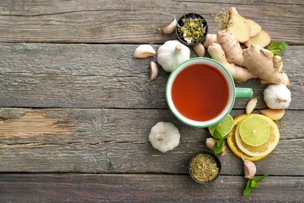 Cup Healthy Garlic Tea Table — Stock Photo, Image