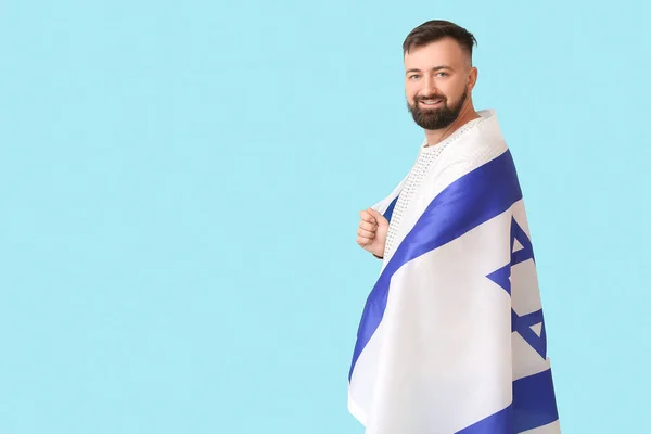 イスラエルの旗を背景にした男 — ストック写真