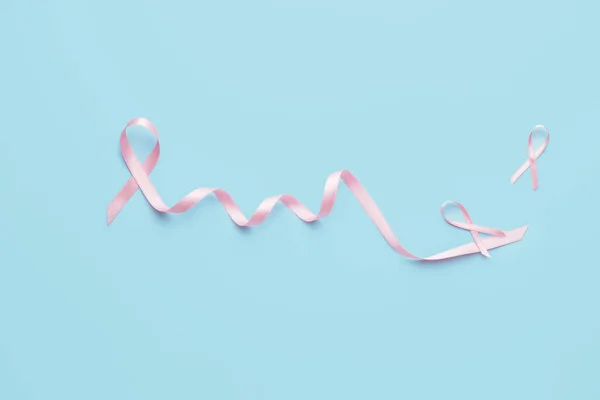 Pink Ribbons Color Background Breast Cancer Awareness Concept — Stock Photo, Image